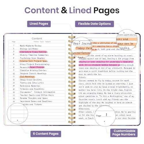 ZOTIA Lined Spiral Journal Notebook for Women, A5 College Ruled Journals for Writing, Hardcover Notebooks for Work, Note Taking and Office School Supplies, 140 Pages - Amethyst Flow - color: Y-Amethyst Flow