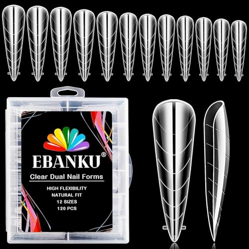 EBANKU Dual Nail Forms for Poly Extension Gel 120 PCS - color: Long Stiletto_S