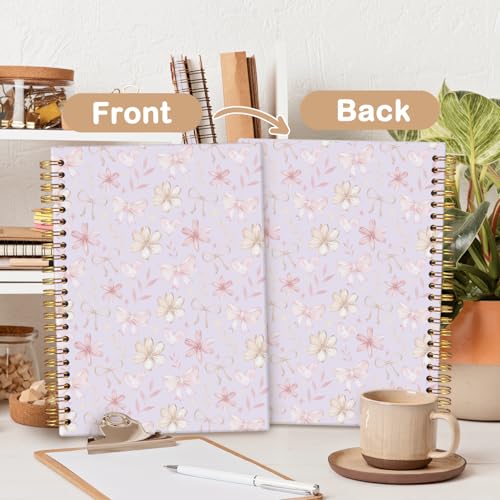 MOFUYU Cute Preppy Purple Bow Notebook Journals Diary - color: Purple(pink)