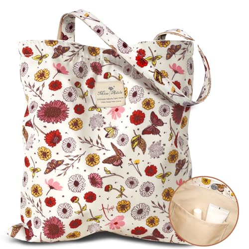 Miss Adola Aesthetic Buckle Tote Bag for Women - color: Butterfly Flower