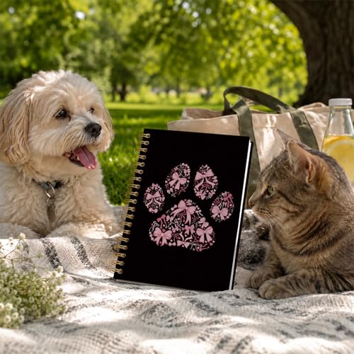 VONTP Coquette Pink Bow Dog Spiral Notebook, 5.5x8.3 Inch - color: 005-Dog