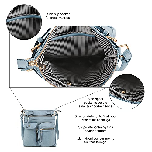 SG SUGU Katie Lightweight Medium Crossbody Bag Shoulder Bag with Multi Pocket for Women - color: Blue