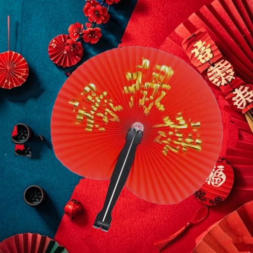 10 Pieces Chinese Paper Fans - color: Chinese Words Paper Fan 01, size: 10 PCS