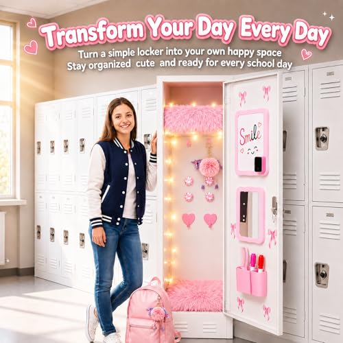 20 PCS Pink Locker Accessories Kit Back to School for Girls