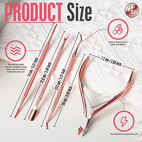 FANDAMEI Cuticle Trimmer, Cuticle Kit, Cuticle Pusher, Cuticle Nippers - color: Rosegold