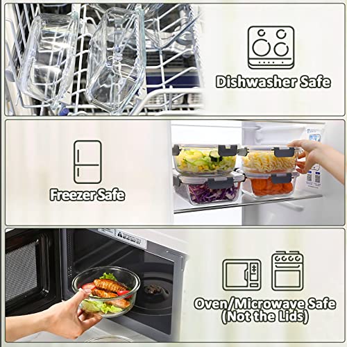 M MCIRCO 24 Piece Glass Food Storage Containers with Lids,Gray - color: Gray