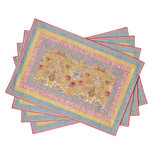 Maison d' Hermine Placemats Set of 4 Reusable 100% Cotton (13"x19") - color: 001 - Marquise, size: 13" X 19" (Pack of 4)