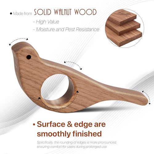 Walnut Bird Book Page Holder, Smooth Finish Wood Book Holder for Reading, Ideal Book Reader Gifts, Book Worm Gifts for Women, Thumb Book Page Holder - For Book Lovers & Literary Gifts (Large) - size: Large