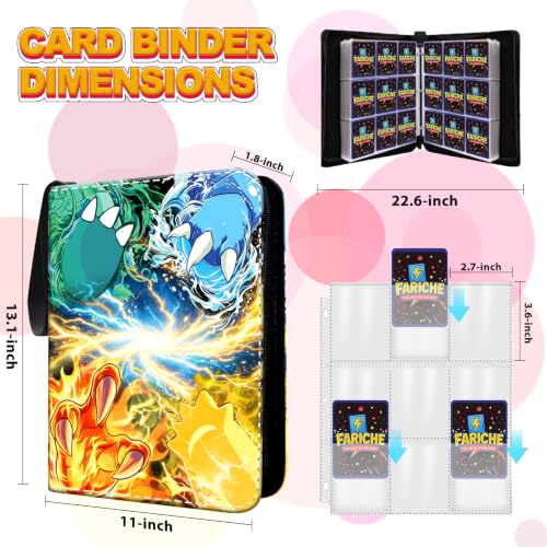 9 Pocket Trading Card Binder Fits 900 Cards, Portable Card Collector Album - color: 4 Protagonist Design-900 Cards