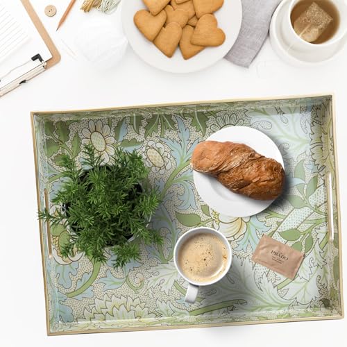 Spsyrine Plastic Serving Tray with Handles for Coffee Table, Dianthus - color: Multi D
