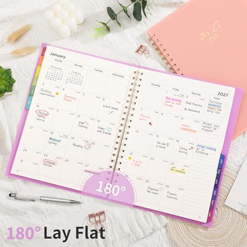EMSHOI Academic Planner 2026-2027, A4 Size (8.5" x 11"), Weekly and Monthly - color: Purple
