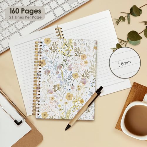 Wheatwin Floral Notebook Journal, Wildflower Cute Hardcover Spiral Notebook for Work Note Taking Women Writing School Teen Girls 5.5x8.3 - color: Flower - 3