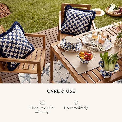 MACKENZIE-CHILDS Enamel Round Tray, Blue-and-White Royal Check - color: Royal Check