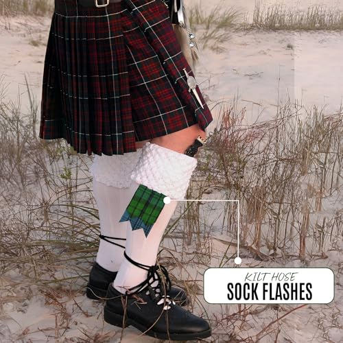 EZE Kilt Flashes for Men with Heavy Buckle Adjusters, Plain & Tartan Kilt Sock Flashes Acrylic Wool - color: Campbell Ancient