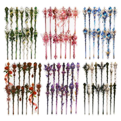 96 Pcs Fantasy Wand Stickers for Scrapbooking and Journaling - color: Mystic Staff