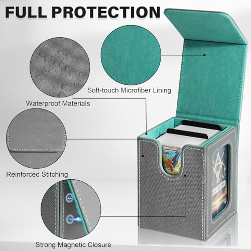 Card Deck Box for MTG Commander, Deck Case Holds 100 Double-Sleeved Cards - color: Gray & Blue, size: 1 Box