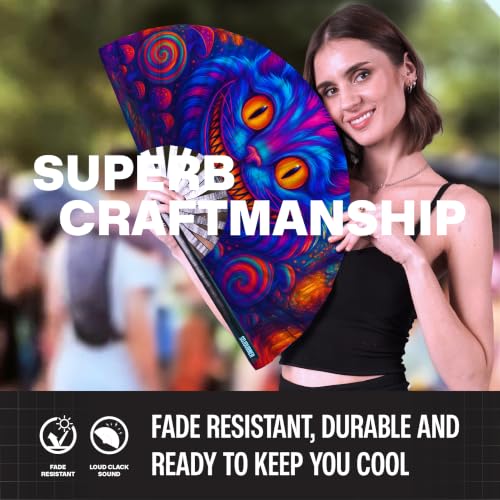 SoJourner Folding Rave Fan, Cheshire Cat - color: Cheshire Cat