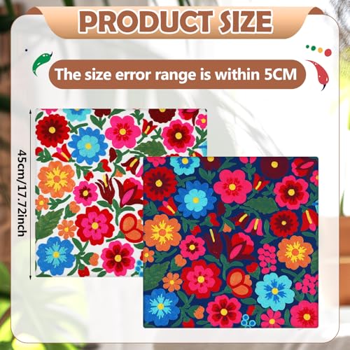 HunnmingRe 2 Pcs Mexican Boho Throw Pillow Covers 18 x 18 Inch Embroidery Colorful Floral Throw Pillows Ethnic Decorative Fiesta Cushion Covers for Bed Couch Sofa Home Decor(White,Blue) - color: White,blue