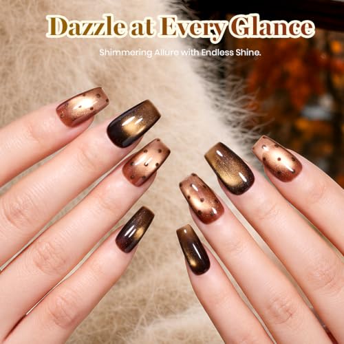 Beetles Cat Eye Gel Nail Polish Set, Gilded Street 6 Colors Fall Gel Polish - color: A - Glassy | Mixed Finishes | Gilded Street Fall