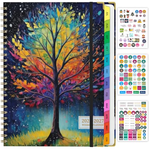 Academic Planner 2026–2027, A4 Hardcover Weekly Monthly Planner, Large 8.5 x 11 School Year Planner July 2026 to July 2027, with Bookmark, Pocket Folder and Sticky Notes, Tree Seasons - color: Tree Seasons, size: A4