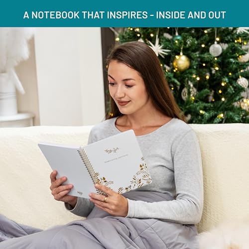 Happy Hoos® Aesthetic Spiral Notebook - 6.25" x 8.25" College Ruled Journal Notebook - Hard Cover Writing Journal for Work, School, Travel, More - Floral Notebook 8 Seasonal Designs (Winter Bliss) - color: Winter Bliss
