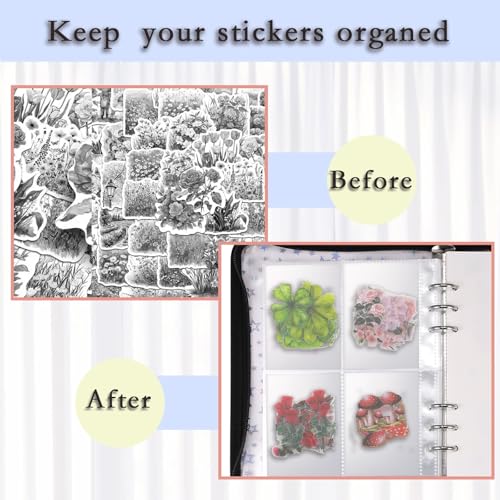MUDOR 4 in 1 Sticker Storage Organizer Binder,Collecting Book Album Holder - color: Cyan