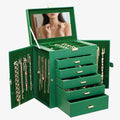 BOOVO Large Jewelry Box for Women 6 Layer - color: Green and Gold, size: 6 Layer