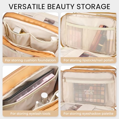 HauteHues Travel Makeup Bag Women's Large Capacity Cosmetic Organize Orange - color: Orange