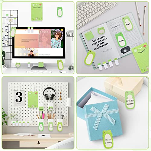 Xqumoi I Just Really Like Frogs Sticky Notes Set, 550 Sheets, Cute Cartoon Frogs Self-Stick Notes Pads Animal Divider Tabs Bundle Writing Memo Pads Back to School Office Supplies Small Gift - color: 1pack-frog