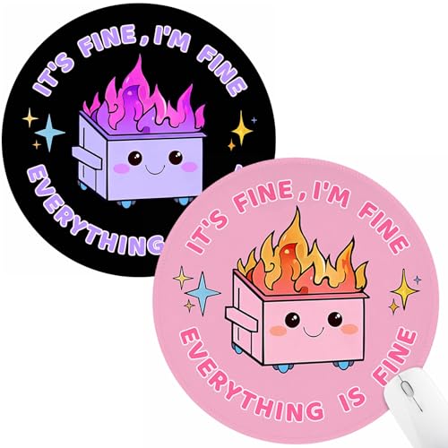 Hancynir 2Pcs Dumpster on Fire Mouse Pad, Funny Mousepad for Desk 8.6 in - color: 00-2 Dumpsters Purple & Pink