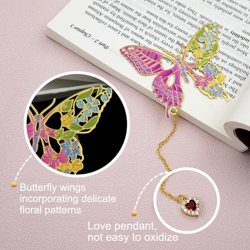 Butterfly Bookmarks for Women,Metal Bookmark,Unique Gifts Book Markers for Women Book Lovers,Teacher Appreciation Gifts,Valentine Mother's Day Christmas New Year Birthday Gift (02-Pink) - color: 02-pink