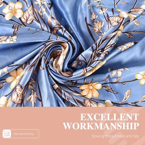 35 Inches Silk Head Scarf-Satin Hair Scarves Silk Bandana Scarf Headscarf for Women's Fashion Scarves - color: Butterfly Flowers