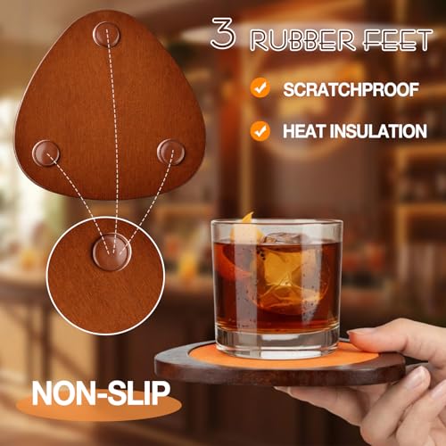 Newtay 6 Pcs Mid Century Modern Coasters Wood Absorbent Coaster,Multicolor - color: Colorful