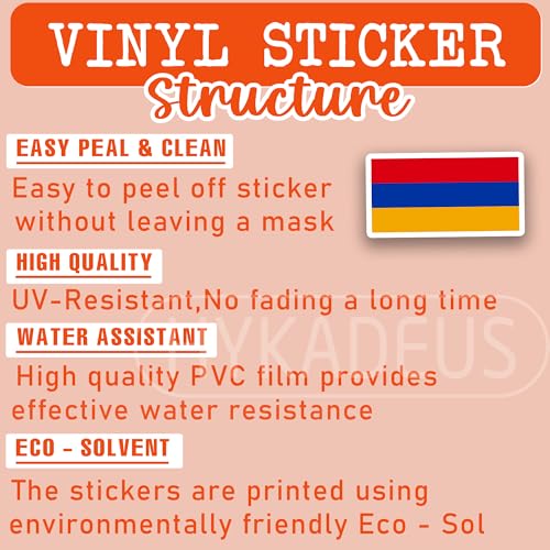 (3Pcs) Armenia Flag Stickers – Armenian National Flag Vinyl Decal 3" x 1.6" - color: Armenia