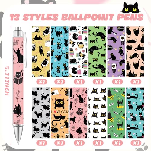 Dispowreath 24 Pcs Black Cat Sticky Notes with Pens Themed Party Favors Gifts Cute Notepad Memo Notes Pads Black Ink Ballpoint Pen for Cat Lover Christmas Gifts Office Supplies - style: Black Cat