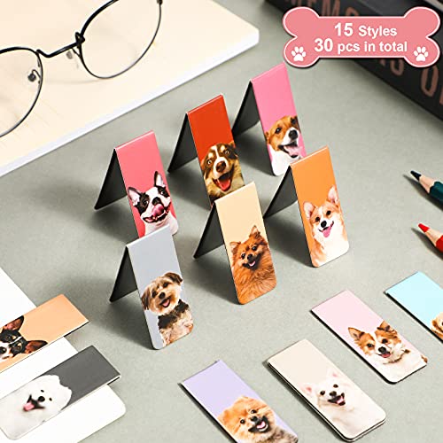 Outus 30 Pcs Magnetic Dog Bookmarks Cute Puppy Bookmark Clips for Reading