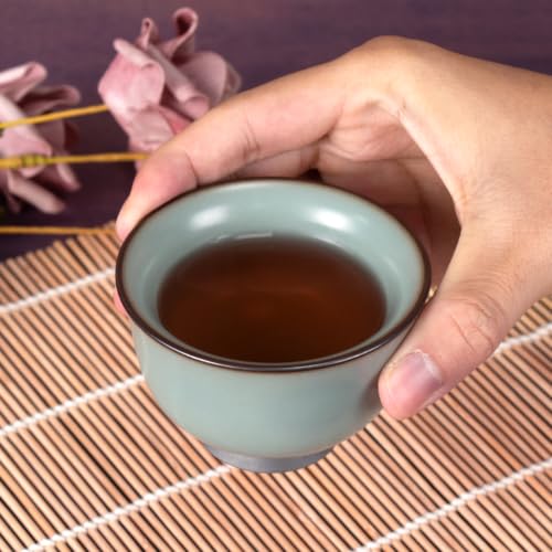 KAMMAK Japanese Tea Cups, 4 Oz Small Handmade Ceramic Teacups, Set of 2 - style: GN04