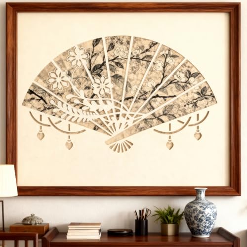 TIAMECH A4 Reusable Chinese Fan Stencil for Painting - style: Chinese Fan
