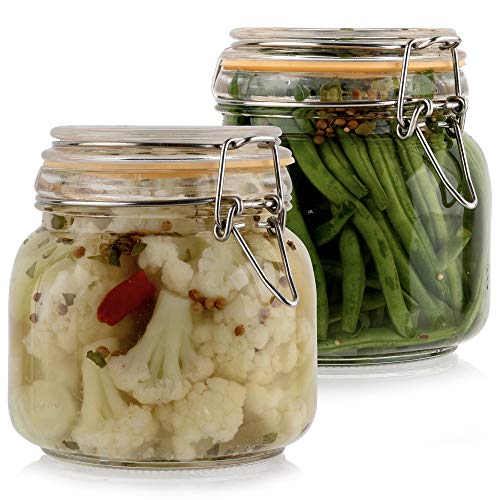 Glass Jars with Airtight Lids 24 oz [Set of 2] - size: 24 oz