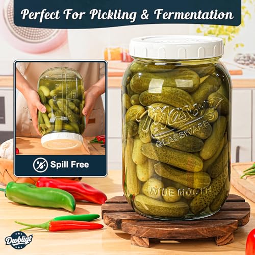 2 Pack Wide Mouth Mason Jars with Airtight Lid and Silicone Gasket - size: 1 Gallon/2 Pack