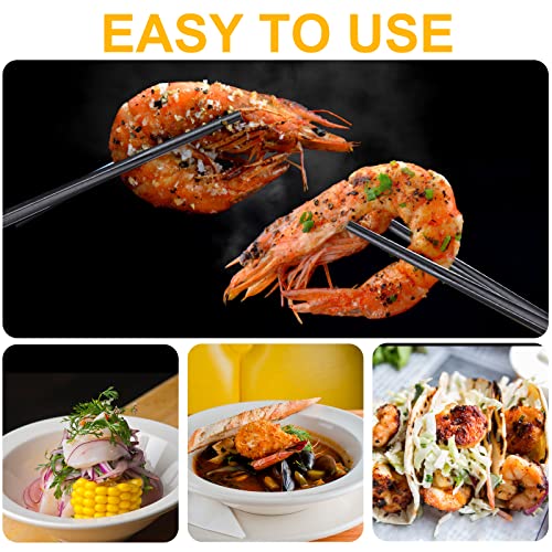 Fiberglass Chopsticks Set, 9.5 Inch, Pure Black, 5 Pairs - color: Pure Black