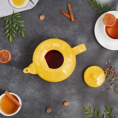 RSVP International Stoneware Teapot Collection, Microwave and Dishwasher Safe, 42 oz, Yellow - color: Yellow, size: 42 oz