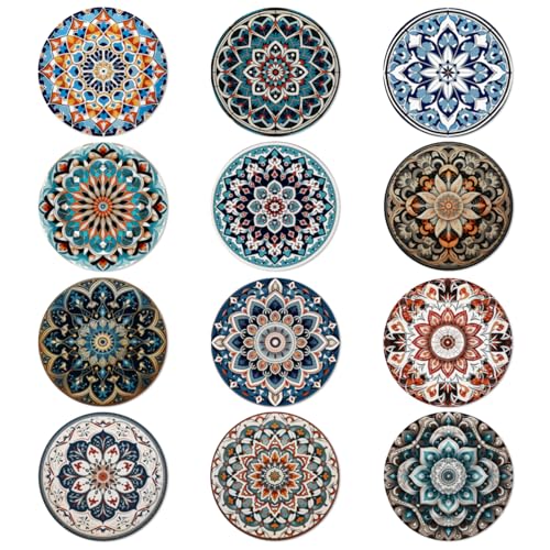 Trillionn 12 Pack Felt Cup Coasters for Drink, Absorbent Coasters for Coffee, Classical Flower Pattern Design Drink Coasters - color: Classical