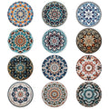 Trillionn 12 Pack Felt Cup Coasters for Drink, Absorbent Coasters for Coffee, Classical Flower Pattern Design Drink Coasters - color: Classical