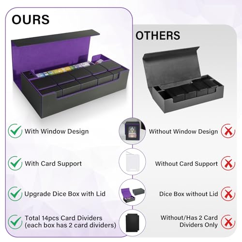 Card Deck Box for MTG Commander, Large 6 in 1 Card Display Deck Case - color: Black & Purple, size: 6 Boxes Set