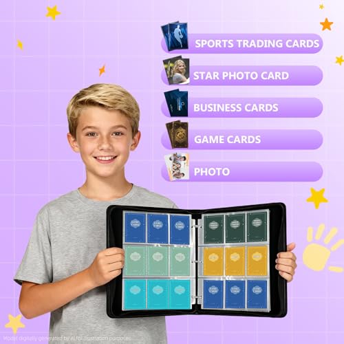 Premium Trading Card Binder, 9 Pocket Trading Card Binder for Pokemon TCG - color: Purple, size: Extra Large