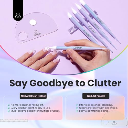 Beetles 5PCS Nail Art Dotting Tools Dual-Head Silicone Tools for Nail Art - color: D-Purple-5
