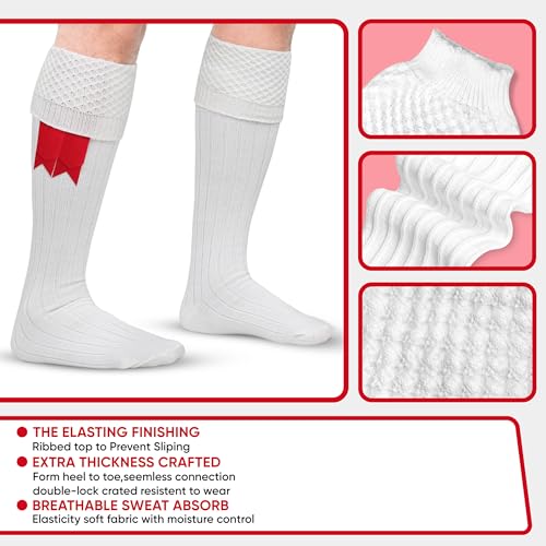 DSS KILTS-Kilt Hose, Tradional Scottish Kilt Scocks Wool Blend, Bubbled Design Kilt Socks for USA Shoe Sizes - color: White, size: Small