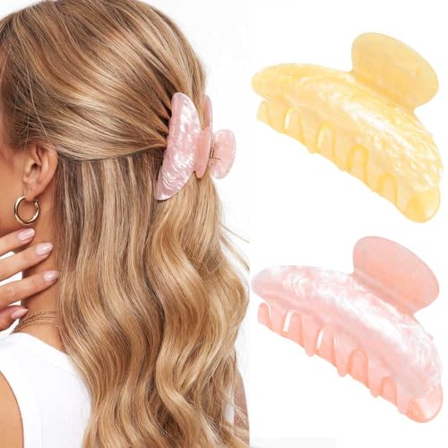BARTOSI Acrylic Claw Clips Cute Pink Hair Clips Medium Hair Claw Clip Hair Accessories for Women and Girls (Pack of 2) - color: Set 3