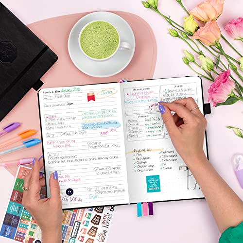 GoGirl Planner for Women, Undated Weekly Agenda Journal, Black - color: Black, size: A5 (5.8'' x 8.3'')